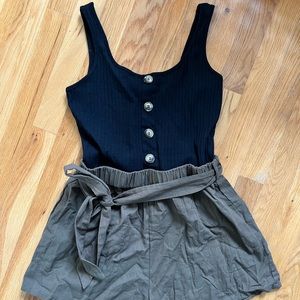 Black/Army Green Romper - Size Medium